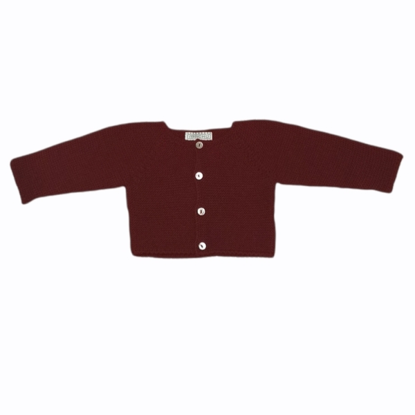 Chaqueta básica burdeos infantil de punto