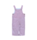 Vista frontal completa del peto de pana rosa palo para niños y niñas, confeccionado con tejido elástico y tirantes ajustables con botones de madera, producto elaborado en España.
