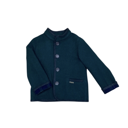Chaqueta austriaca verde infantil con botones frontales, tejido de lana, poliéster y acrílico. Tallas de 2 a 6 años