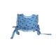 Babero Hortensia para bebé con estampado floral azul, volantes decorativos y cierre con lazada. Hecho en España. Tallas P y M