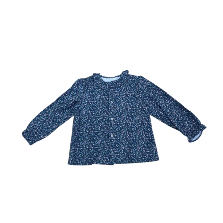 Blusa de niña manga larga estampado azul y rosa tallas 1 a 8 años.