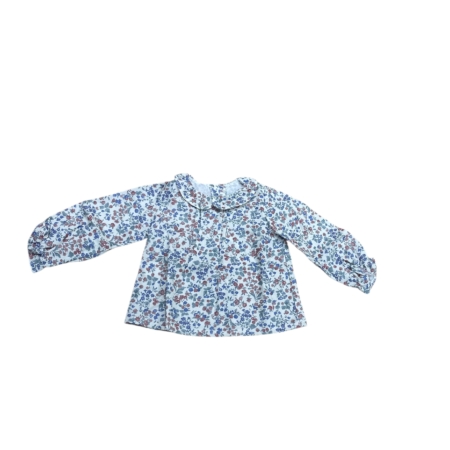 Blusa niña estampado floral azul y rojo tallas 1 a 8 años