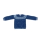 Jersey Scott azul de punto para niño y niña con greca blanca