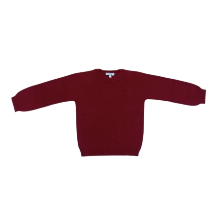 Jersey rojo unisex infantil de manga larga en tejido 100% acrílico. Tallas de 1 a 8 años