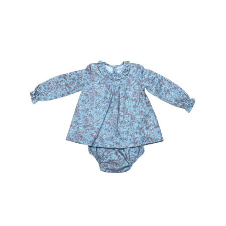 jesusito de algodón viyela, jesusito invierno bebé, jesusito con cubrepañal, jesusito floral bebé, jesusito niña 3 meses, jesusito niña 6 meses, jesusito niña 12 meses, jesusito niña 18 meses, jesusito niña 24 meses, ropa infantil algodón invierno, jesusito hecho en España, colección Luz, moda infantil tradicional