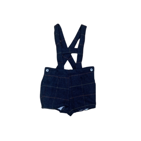 Pantalón corto con tirantes a cuadros 90% poliéster 10% lana.