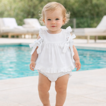 Conjunto bebé blanco clásico con cubrepañal Sol