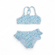 Bikini niña Teresa estampado flores azules en licra elástica, vista frontal