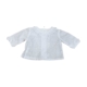 Blusa Baby para bebé de algodón 100 % en color blanco, con cuello y puños de tira bordada, prenda básica y atemporal, tallas 0 y 3 meses – Machú Moda Infantil.