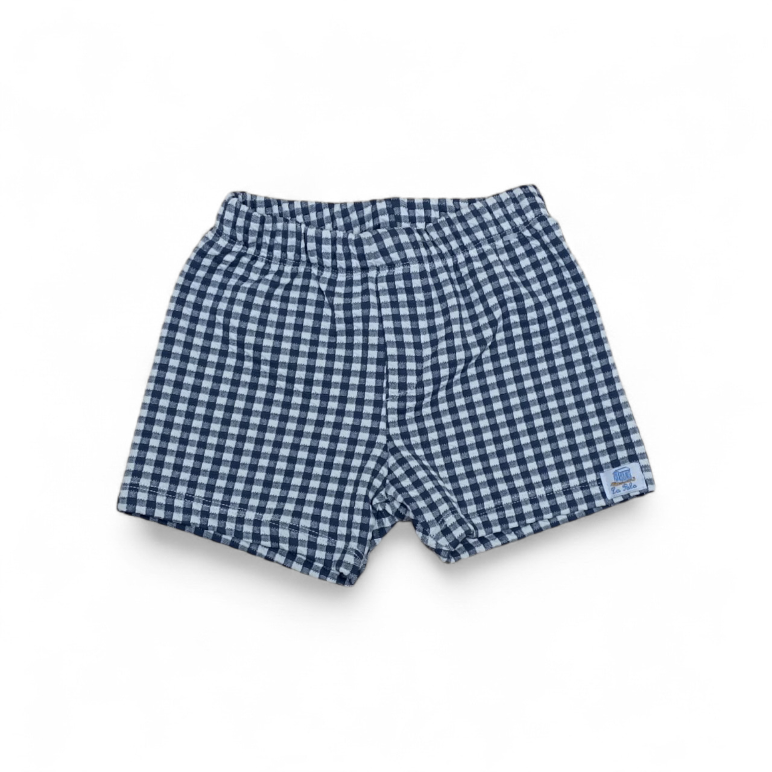 Bóxer de licra Sabina para niño en estampado vichy azul marino