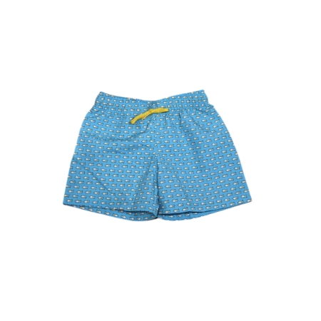 Bóxer de tela Minitas para niño con estampado azul y cordón amarillo