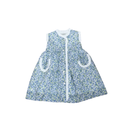 Vestido de niña en tela liberty con puntilla blanca Machú