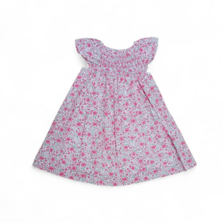 Vestido Amapola de niña en tela liberty de algodón con bordado nido de abeja