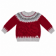 Jersey de punto burdeos para niño con greca jacquard en tonos gris, blanco y burdeos, manga larga y confeccionado con 80% algodón. Disponible de 1 a 6 años