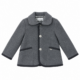 Vista frontal de la chaqueta austriaca gris en mezcla de lana para niños de 2 a 10 años, con botones metálicos y ribetes oscuros.