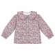 Blusa de niña en villela 100% algodón con estampado floral liberty Colección Londres, producto elaborado en España con cuello volante y botonadura frontal.