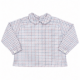 Camisa de bebé de manga larga con estampado de cuadros Windsor en tonos azul, granate y gris 100% algodón para 1 a 2 años, producto elaborado en España.