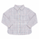 Vista frontal de la camisa de niño a cuadros azul y granate en 100% algodón Colección Windsor elaborada en España.