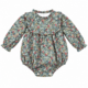Vista frontal del pelele Almudena 100% algodón con estampado floral y cuello de volante fruncido, elaborado en España.