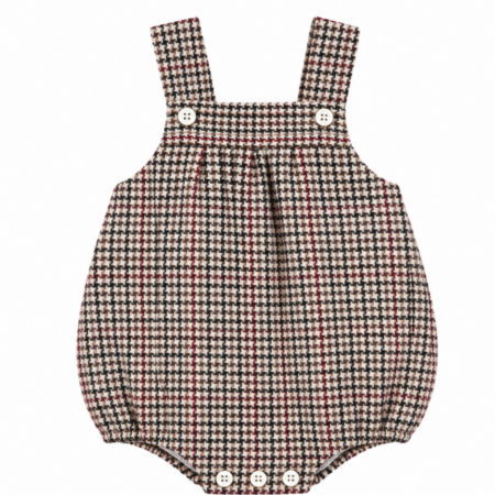 Ranita de lana 100% con diseño Chelsea, tirantes cortos y botones frontales para bebé de 9 meses a 2 años, producto elaborado en España.