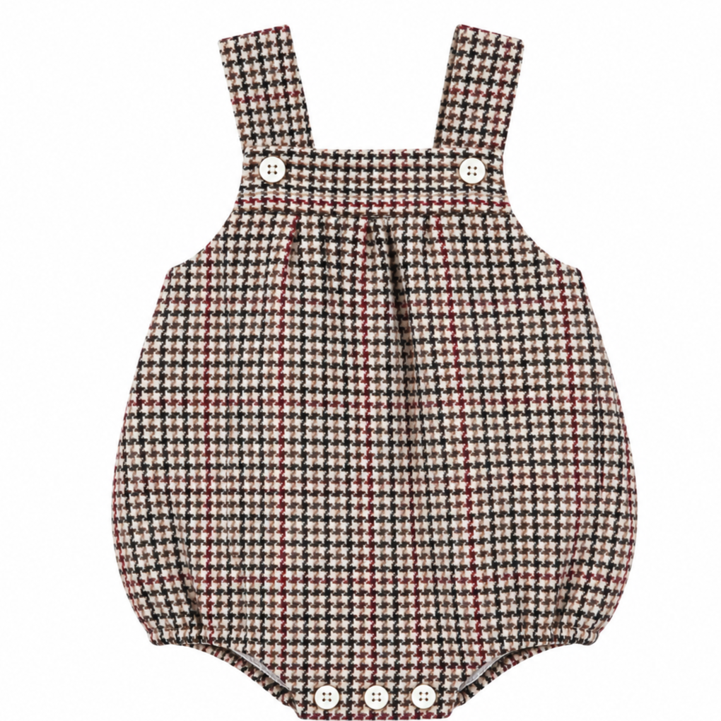 Ranita de lana 100% con diseño Chelsea, tirantes cortos y botones frontales para bebé de 9 meses a 2 años, producto elaborado en España.